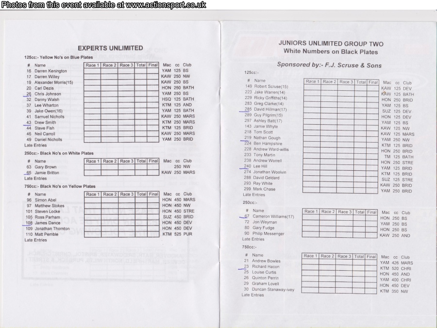 Event programme page