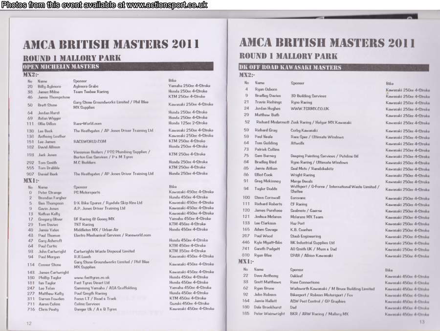 Event programme page